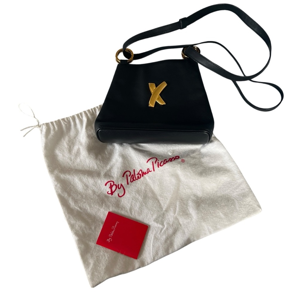 Paloma Picasso Black Convertible Shoulder/Crossbody Bag with Goldtone Details - Picture 5 of 9